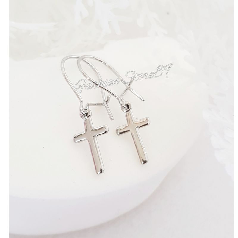 Anting Jurai Salib Silver Xuping Perhiasan Lapis Emas Impor Xuping Yaxiya Bestquality Fashion Salib simple elegan