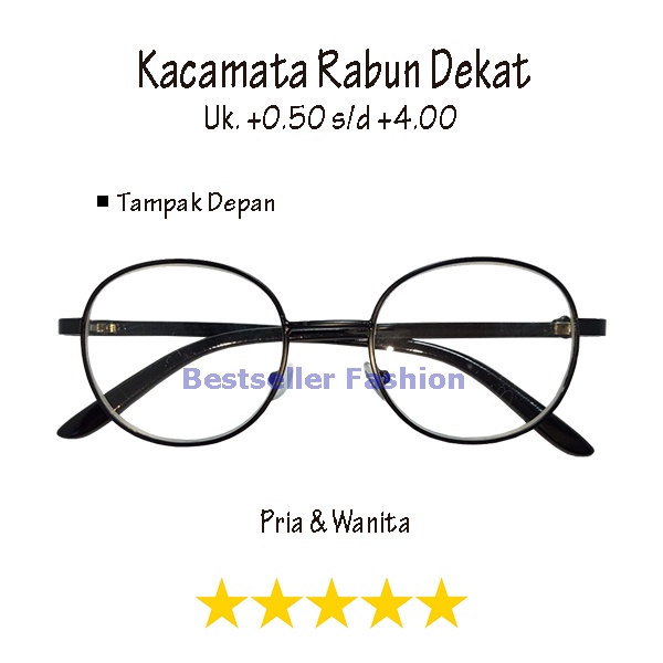 Kacamata Baca Plus (+) +0.50 s/d +4.00 Oval Frame Besi Retro Berbagai Ukuran Pria/Wanita Unisex Murah NOCASE