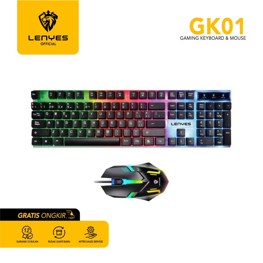 VICTORY2020 Victory RGB Keyboard Gaming Mechanical-Feels Set Mouse RGB LENYES GK01 Waterproof