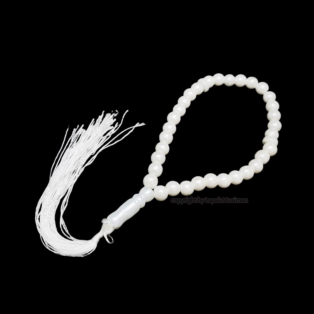 [Bayar di Tempat] Tasbih Muslim Bahan Mutiara Sintetis Resin 33 Butir Warna Putih