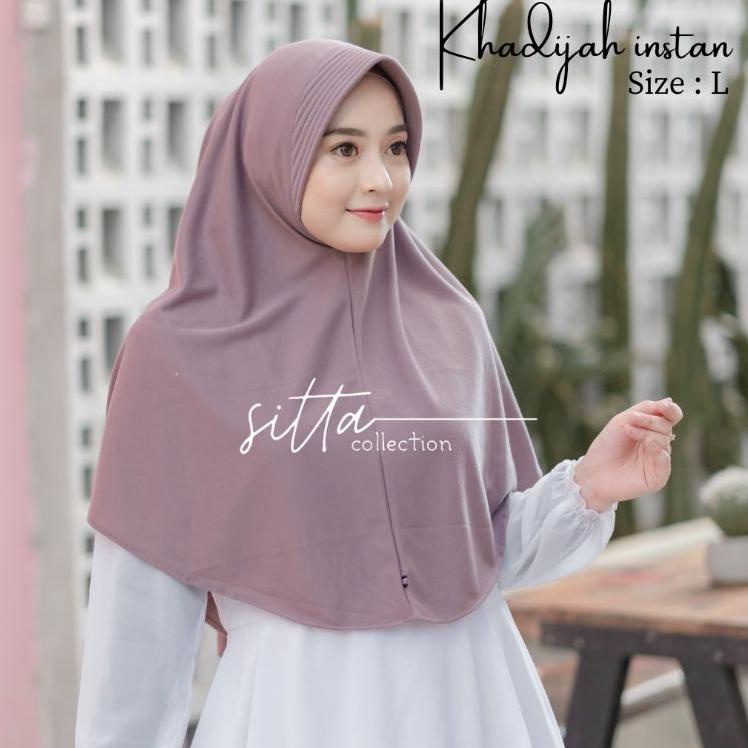 (LANGSUNG KIRIM) (PART.2) Hijab Jilbab Instan Pet Antem Bahan Kaos Khadijah Polos Size L Ori By Sitt