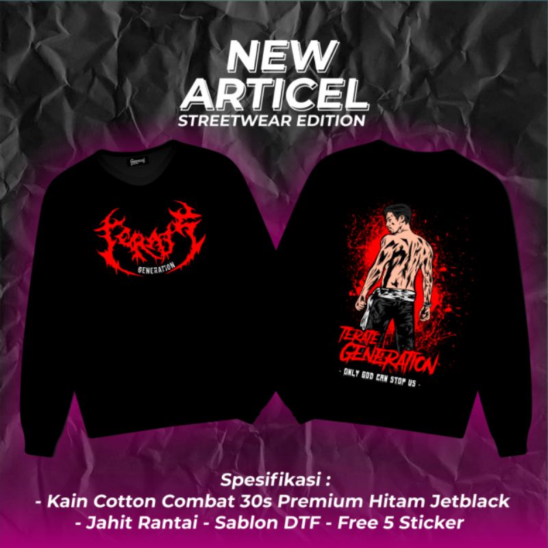 SWEATHER PSHT DESAIN TERBAIK TERJAL MERAH | SABLON DEPAN TULISAN LATIN | BELAKANG SABLON GAMBAR ORAN