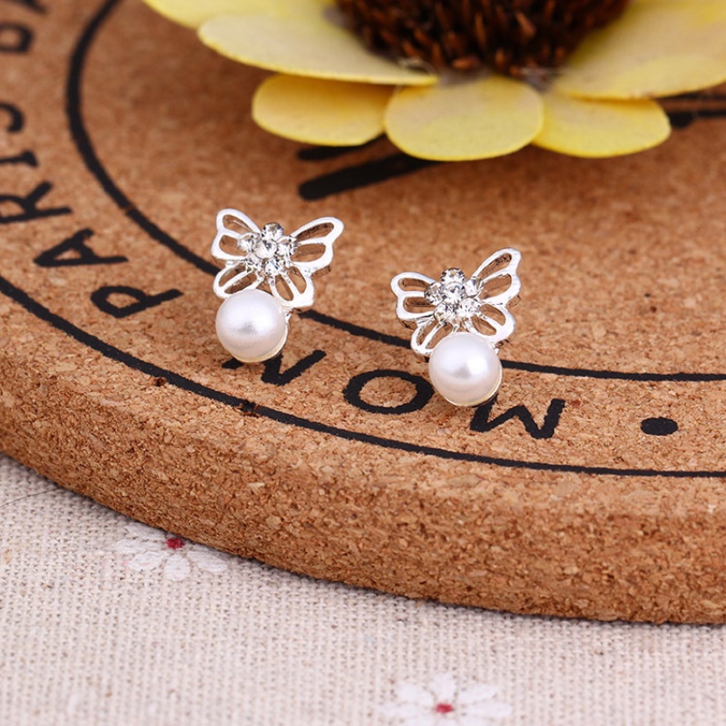 Anting Stud Desain Kelinci Bintang Hati Kupu-Kupu Aksen Mutiara Berlian Imitasi Gaya Korea Untuk Wanita Butterfly Mmall