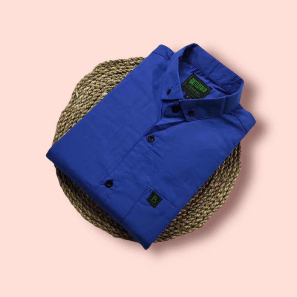 Hem polos cowok dewasa lengan pendek brand distro sampai size jumbo warna biru bca