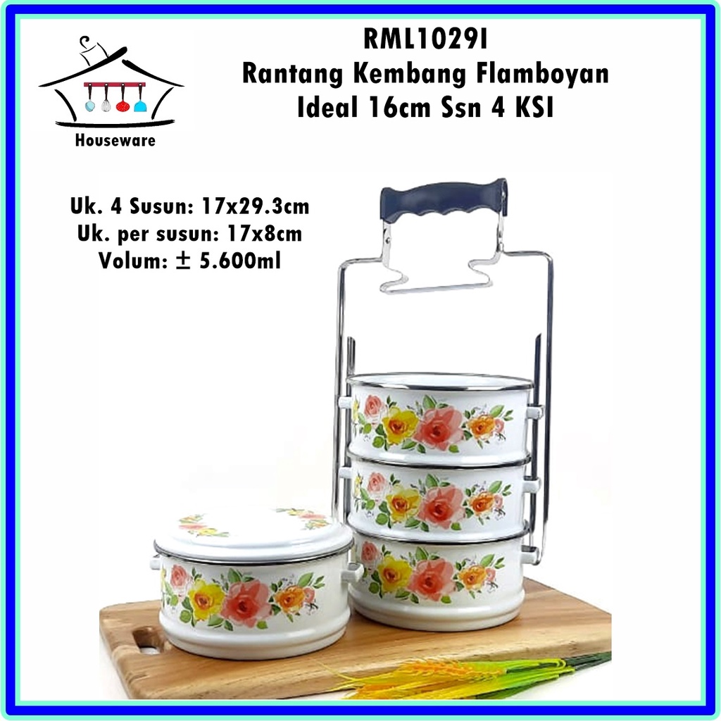 RML1029I Rantang Kembang Flamboyan Ideal 16cm/4 Susun 4 KSI