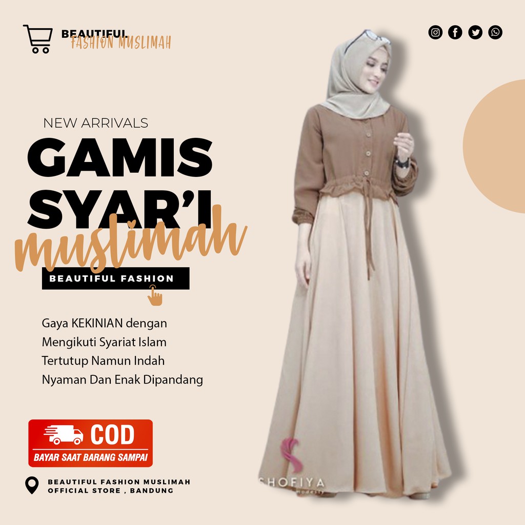 Baju Gamis Wanita Syar i asdf Pesta Fashion Muslim Remaja Jumbo Kekinian Terbaru 2020 Murah A16