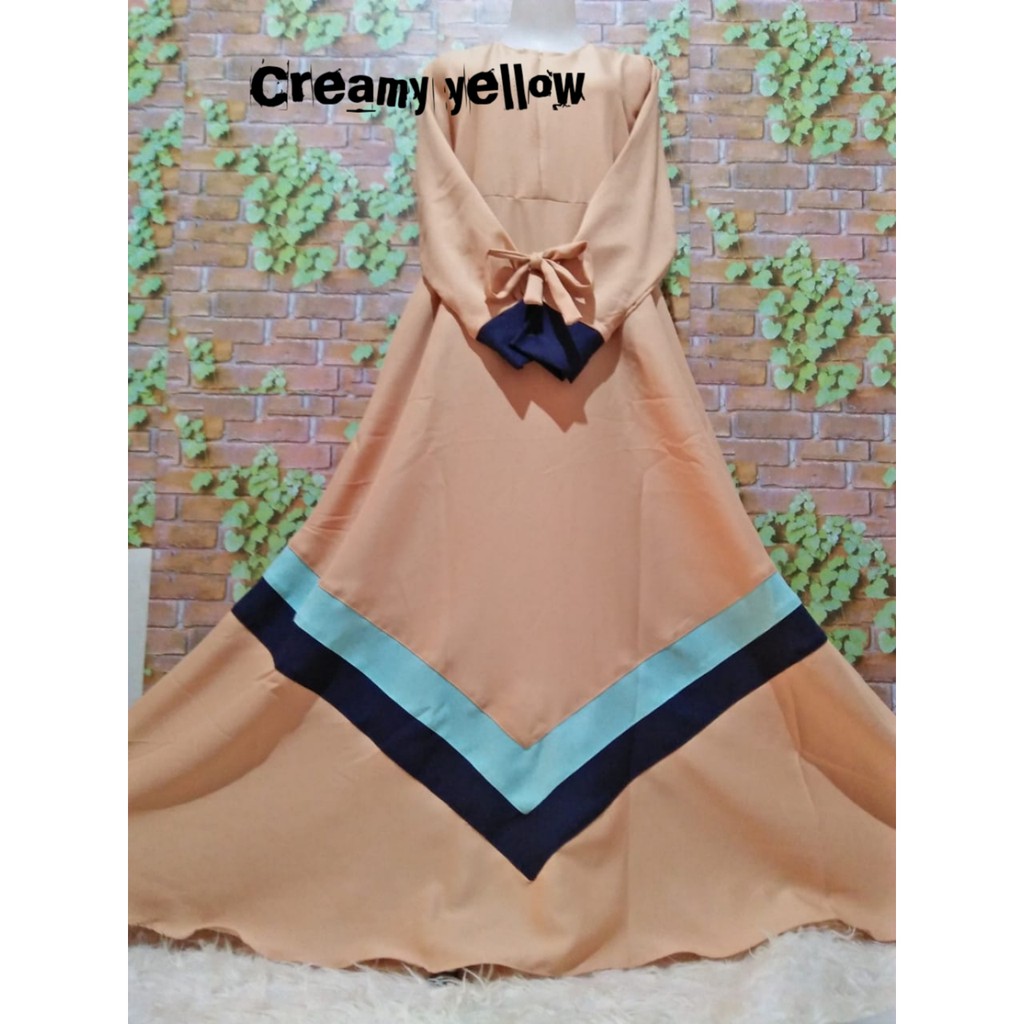 Moza dress mosscrepe gaun syari gamis modern busana muslim baju wanita syari remaja plat pelangi