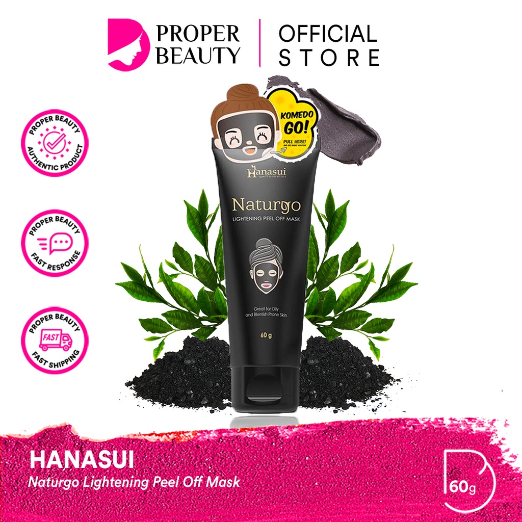 HANASUI Naturgo Lightening Peel Off Mask Indonesia / Gentle Cleanser Power Essence Toner Serum Day Night Cream Spot Gel Lip Sleeping Cream Mud Masker Body Lotion Spa Exfoliating Gel Bar Soap / Men Flawless Glow Acne Treatment Mineral Black Gold Paket Face