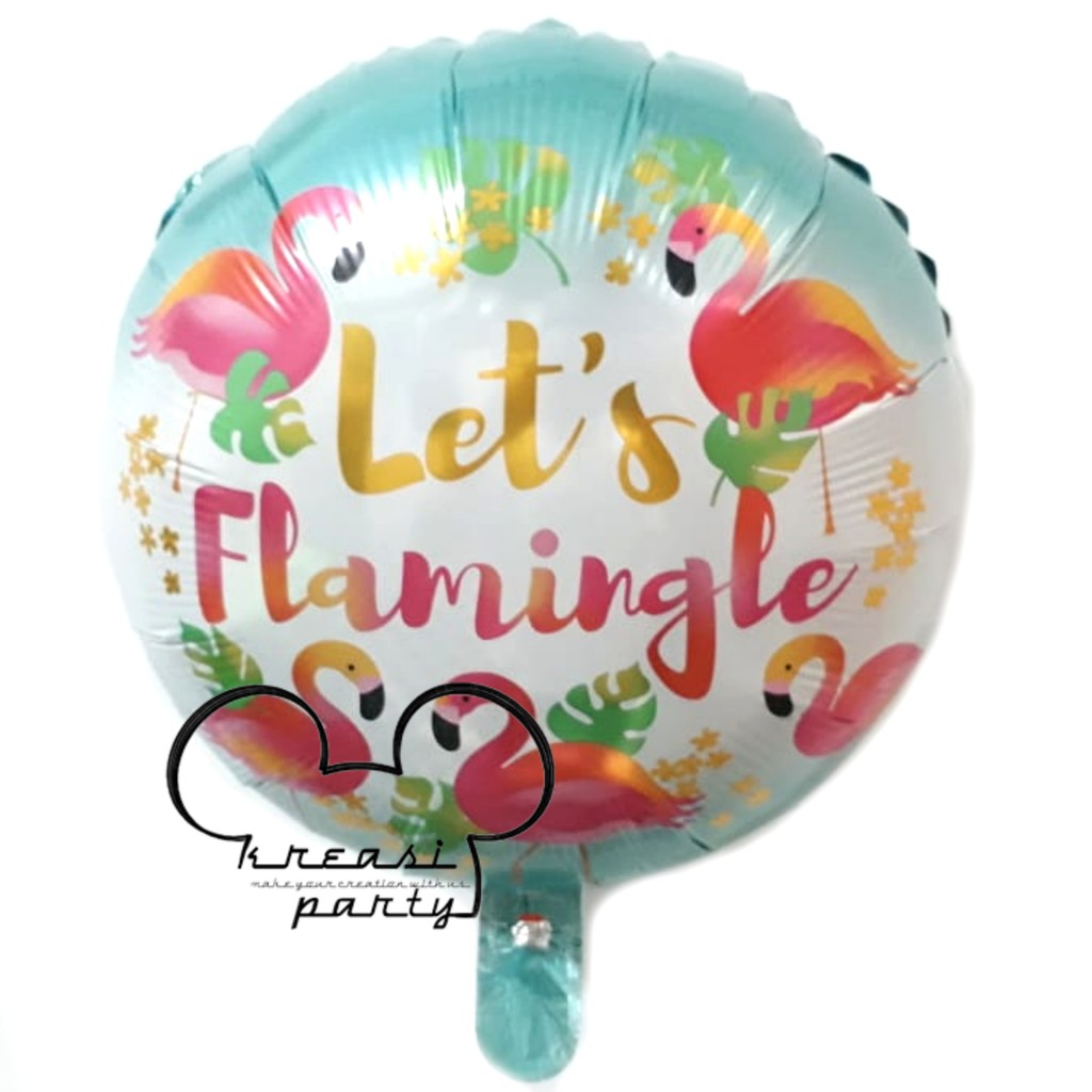Balon Bulat Lets Flamingle / Balon Foil Flamingo / Balon Karakter Animal