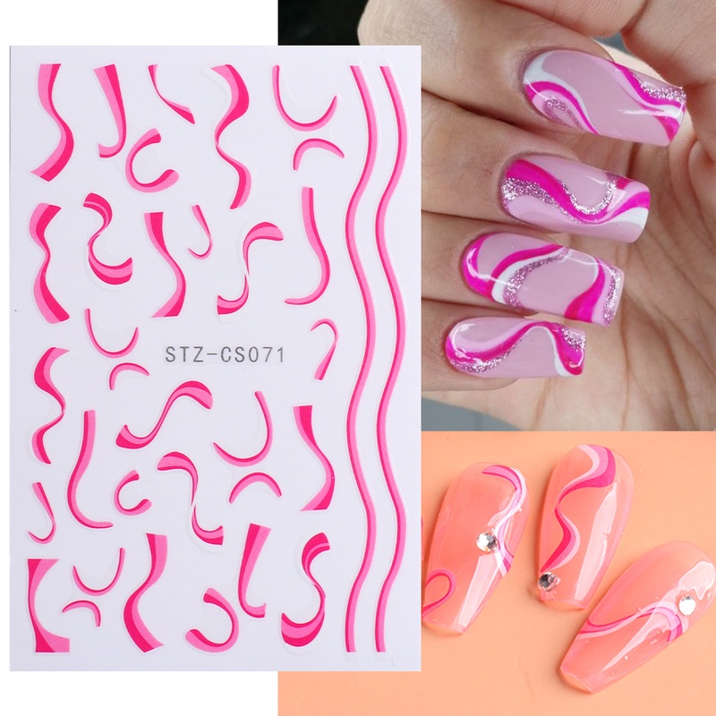 [Wavy Striped Cow Pattern Nail Foils] [3D Geometry Nails Stickers ] [Paper Nails Stickers] [DIY Manicure Accessories]