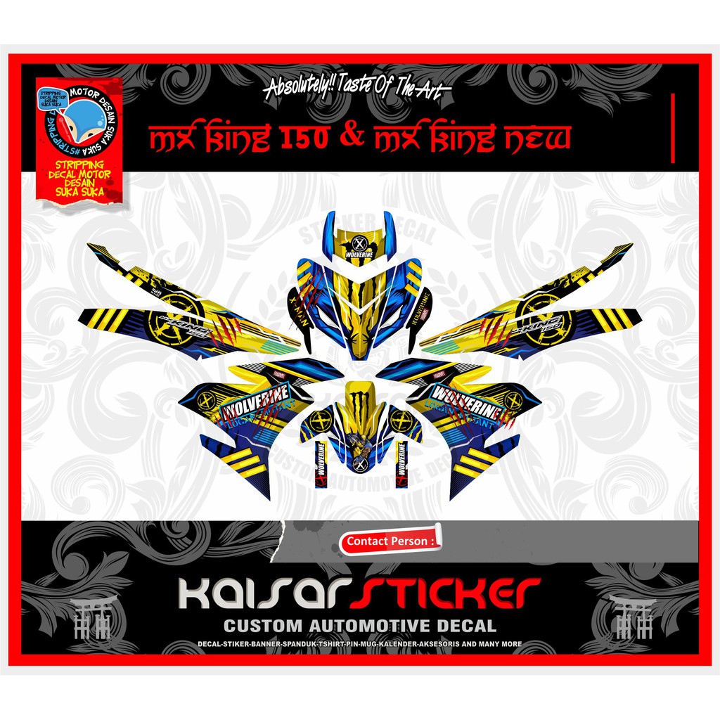 STICKER STRIPING MOTOR STIKER DECAL MX KING 150 LAMA-NEW 2020 DECAL MX KING FULL BODY WOLVERINE