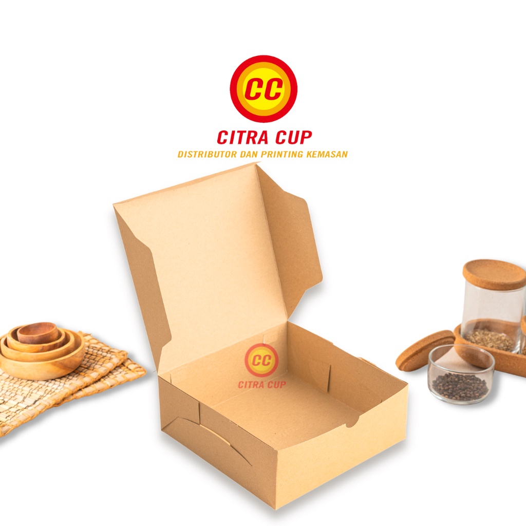 DUS / KOTAK / BOX NASI 20x20 KRAFT PAPER COKLAT SUPER TEBAL PREMIUM