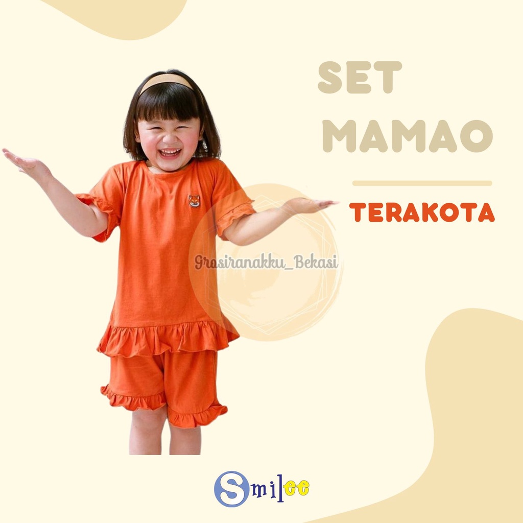 Setelan Anak Kaos Smilee Mamao Terakota Size 1-5Thn