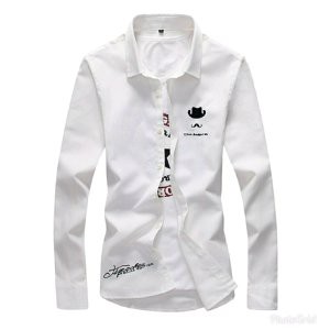 yc hem ROVEN WHITE Kemeja putih navy abu baby blue pria lengan panjang katun polos simple elegan mo