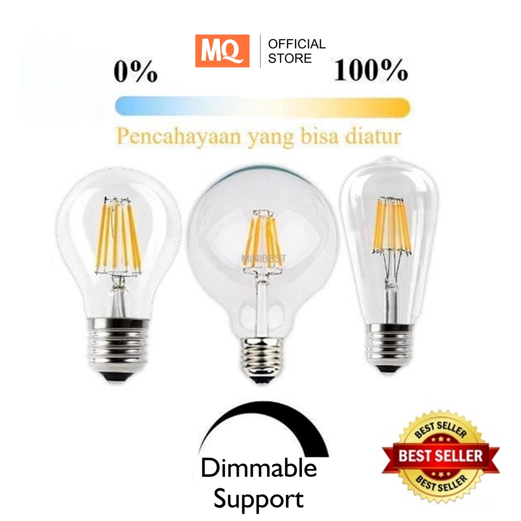 [MQ] LAMPU CAFE FILAMEN LED 8W DIMMABLE / LAMPU HIAS FILAMEN GANTUNG CAFE / LAMPU EDISON FILAMEN