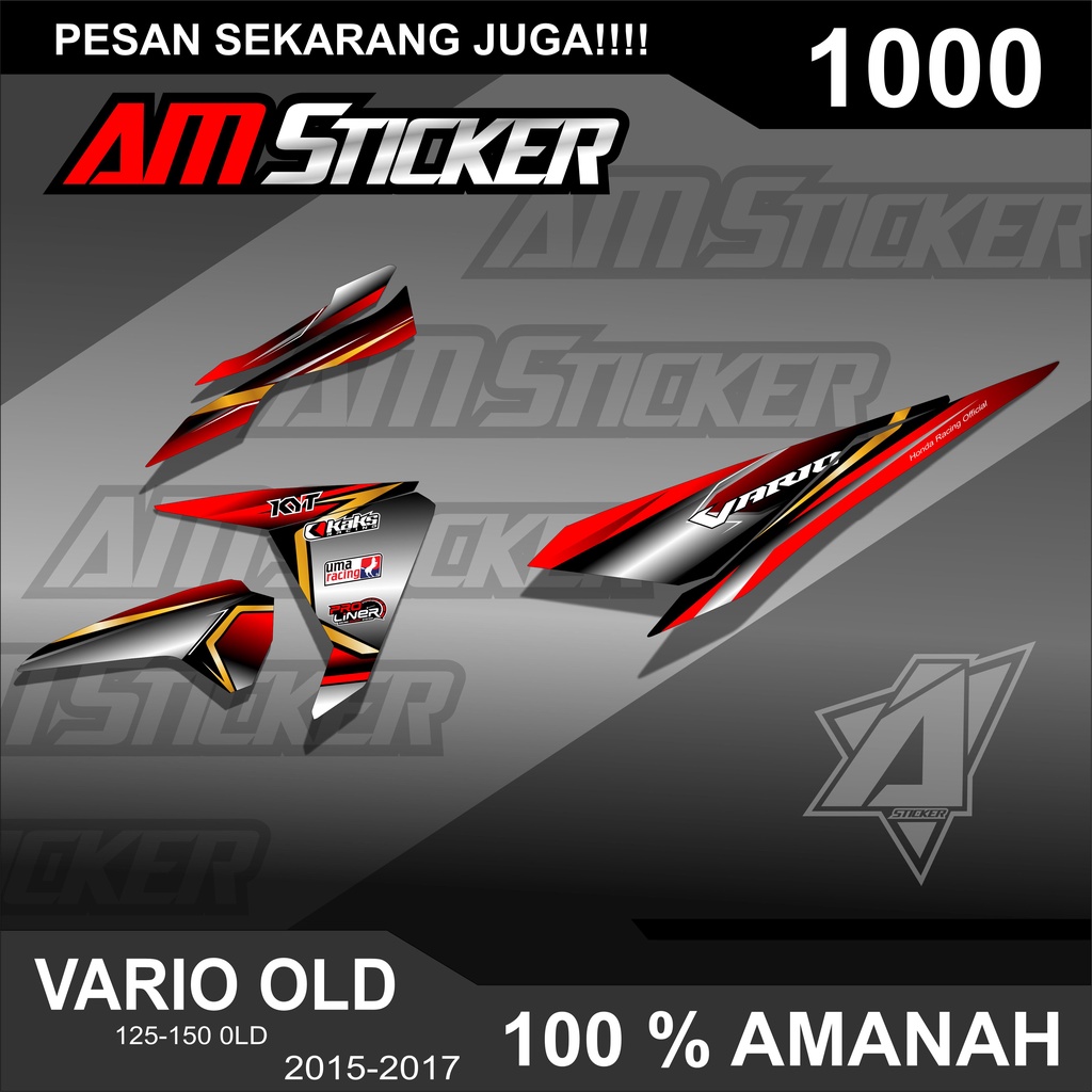 1000 (COD) STRIPING STICKER VARIO 125-150 OLD 2015-2017 DESAIN GOLD EMAS RACING SEMI FULL