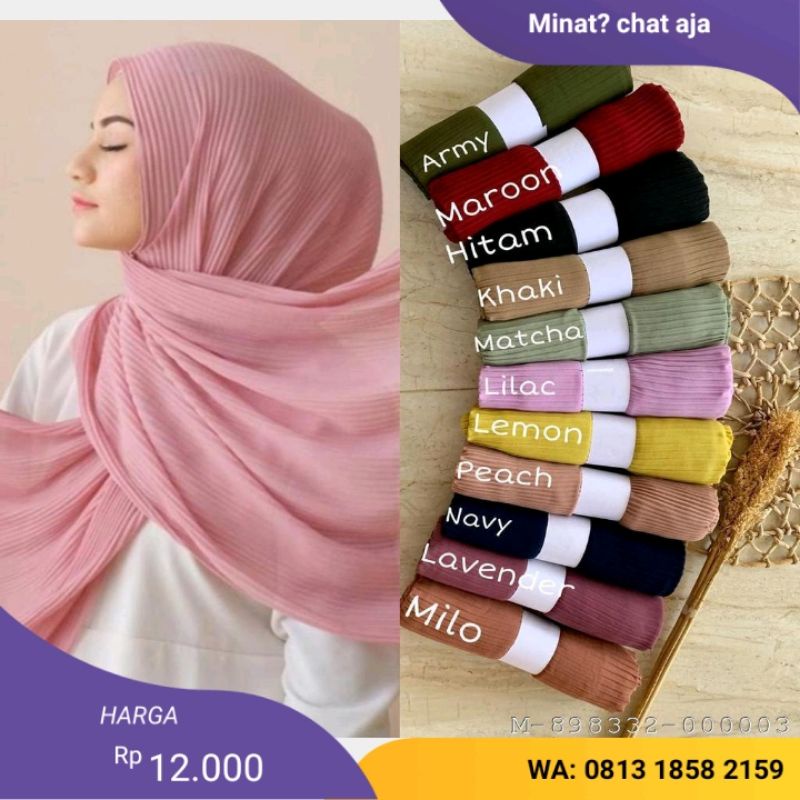 HIJAB WANITA PASHMINA PLISKET FULL HYGET VYLI-046Variasi：RANDOM WARNA, HITAM, NAVY, ABU DARK GREY, M