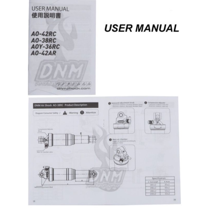 DNM Rear Shock 165 mm Remote Control Rear Shock DNM AO38RC Air Rebound Sepeda MTB