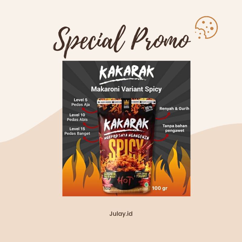 

julay.id| cemilan super pedas | makaroni super spicy extra hot | makroni jontor | makroni panggang pedas | cemilan makaroni rasa pedas banget murah | kakarak spicy makroni | cemilan ringan|cemilan kering