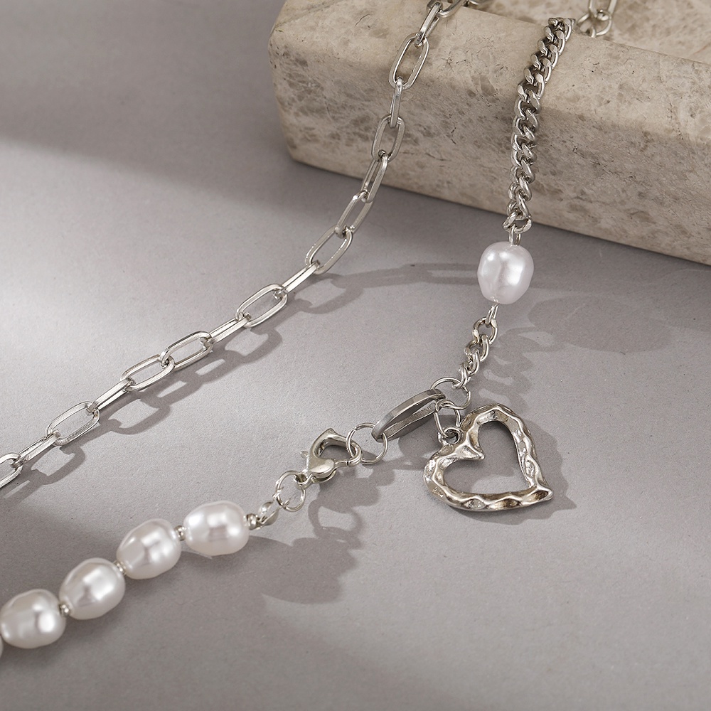 IFYOU Kalung Rantai Choker Bentuk Hati Warna Silver Gaya Korea Untuk Wanita