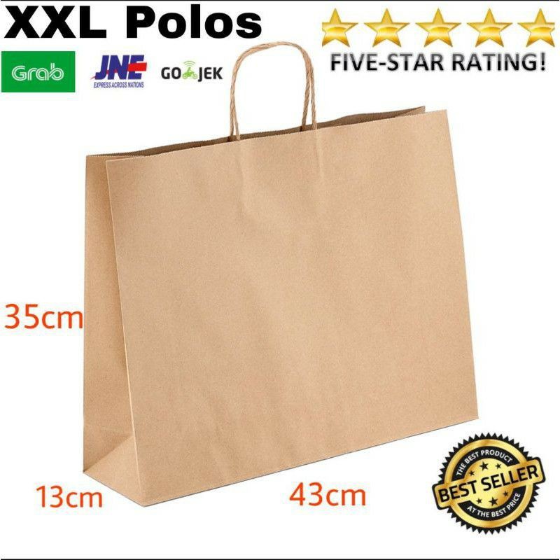 

Paperbag XXL Polos | Goddie Bag Kertas | Tas Kertas uk XXL 43x13x35cm