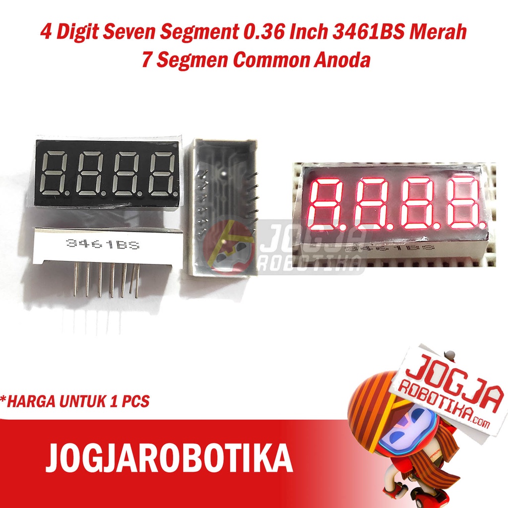 4 Digit Seven Segment 0.36 Inch 3461BS 3641BS Merah 7 Segmen Common Anoda Anode