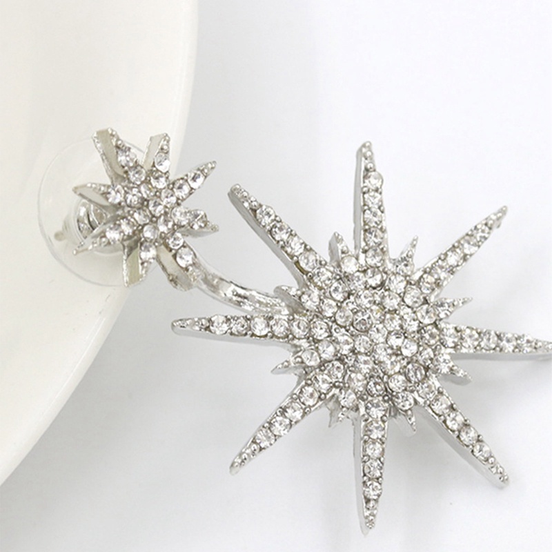 Anting Panjang Desain Bintang Snowflake Aksen Kristal Berlian Imitasi Warna Ungu Gaya Korea Untuk Wanita