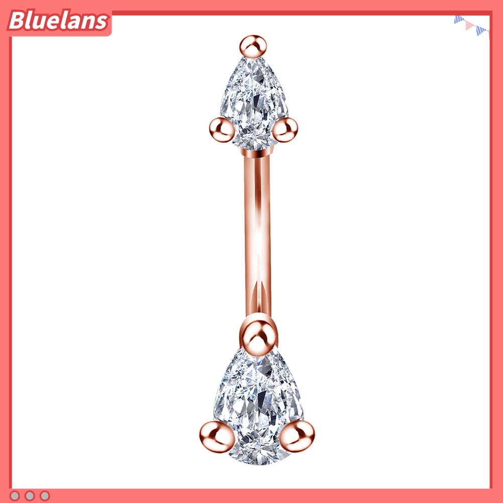 Bluelans 1Pc Women Cubic Zirconia Inlaid Stainless Steel Piercing Belly Button Navel Ring