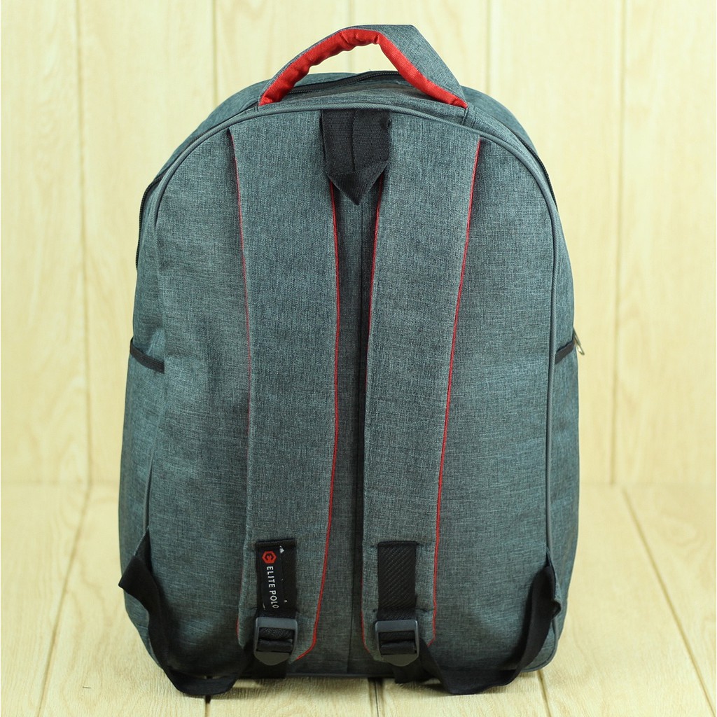 Tas Gendong Pria Elite Polo Abu Backpack SMP SMA Laki-Laki Ransel Keren Bagus Berkualitas Awet