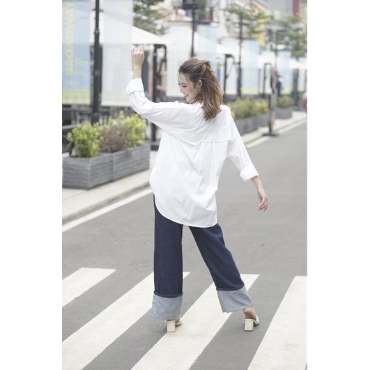 Ariska Shirt by Alia clothing kemeja wanita polos-White