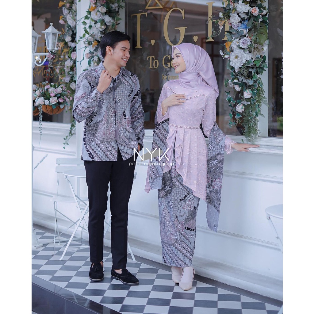 BATIK COUPLE AZKIA TULLE BROKAT BRUKAT PREMIUM - SET KEBAYA COUPLE LAFFEYA TUNIK - COUPLE BATIK KONDANGAN LAMARAN - KEBAYA WISUDA - READY SERAGAM BRIDESMAID - SET BAJU SESERAHAN