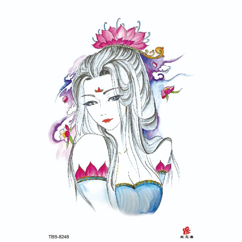 Tatto temporer TBS Baru Ukiyo-e Geisha Fashion Khusus Buatan Tato Lengan Setengah Air MODEL TBS-8248