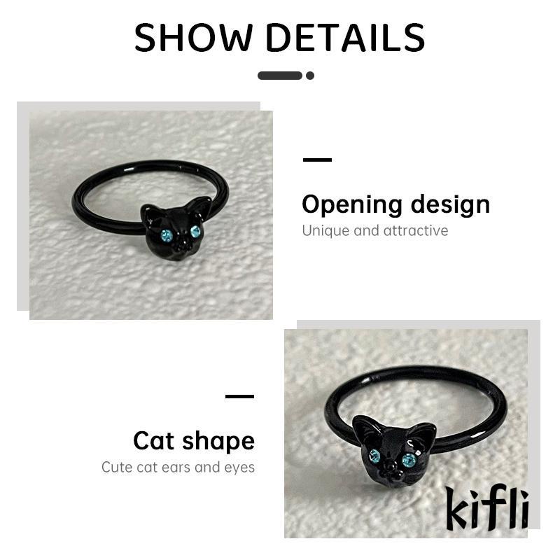 Cincin Jari Telunjuk Desain Kucing Hitam Untuk Wanita