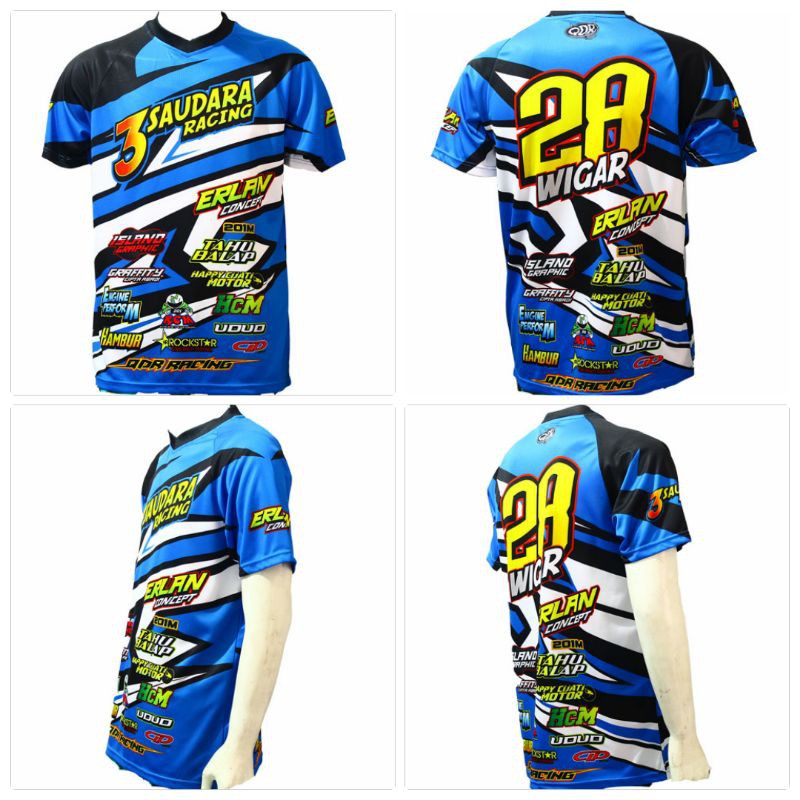 BAJU KAOS JERSEY RACING 001 CUSTOM NAMA TEAM CLUB MOTOR DRAG BIKE RACE KERAH PRINTING HELL START CLU