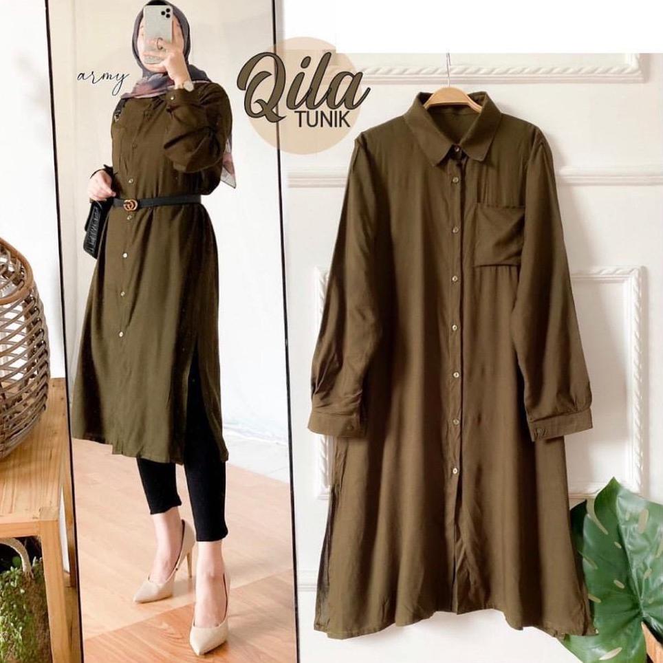 (FREE BELT) Qila Tunik Premium / Atasan Tunik Remaja Wanita Busui Wudhu Kekinian ‑ RUS.26Au22ᴷ