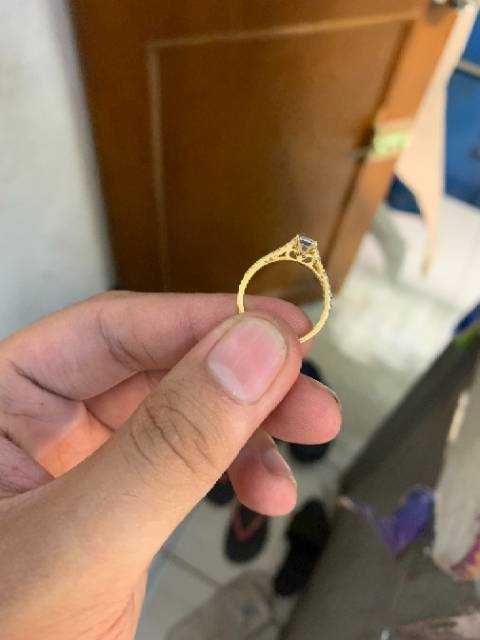 Cincin anak dan dewasa emas asli solitaire seperti berlian kadar 700 70% 16k 22 surabaya zircon elegan