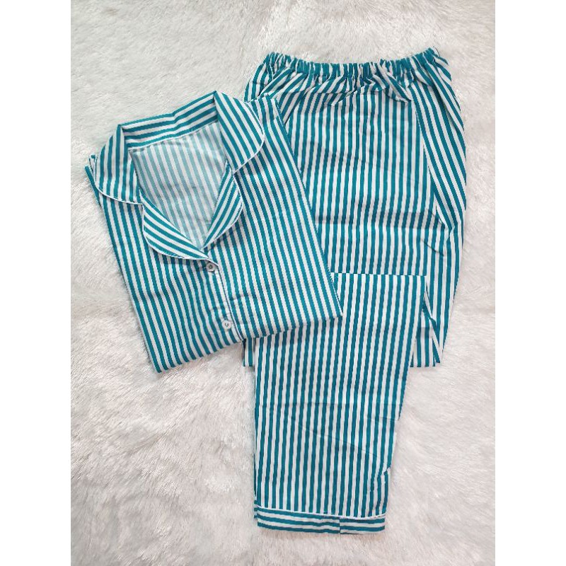 Baju Tidur Piyama Wanita/Cewek Pajamas Dewasa Katun Motif Kekinian Salur/Stripe/Kotak Guillen