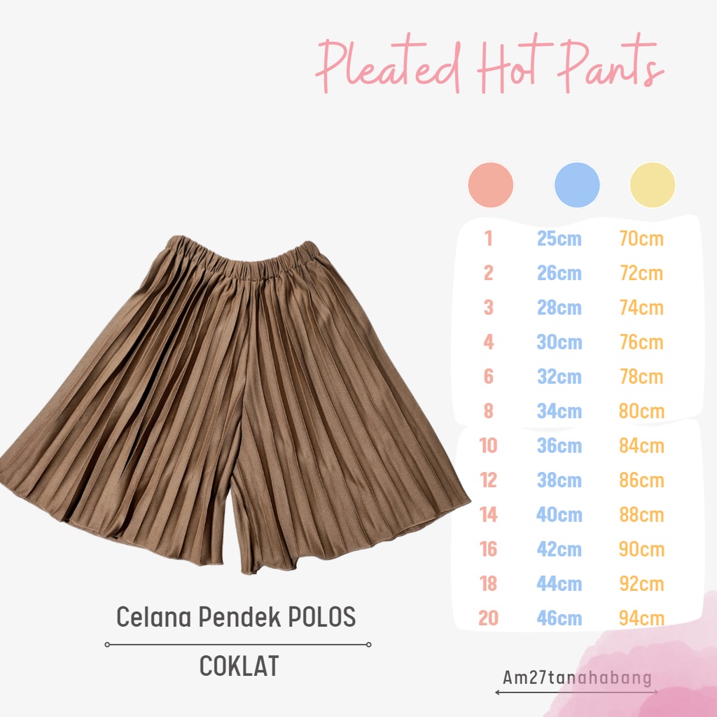 Celana Pendek Plisket POLOS Anak 1-12 tahun Pleated Pants - C007 NCAM