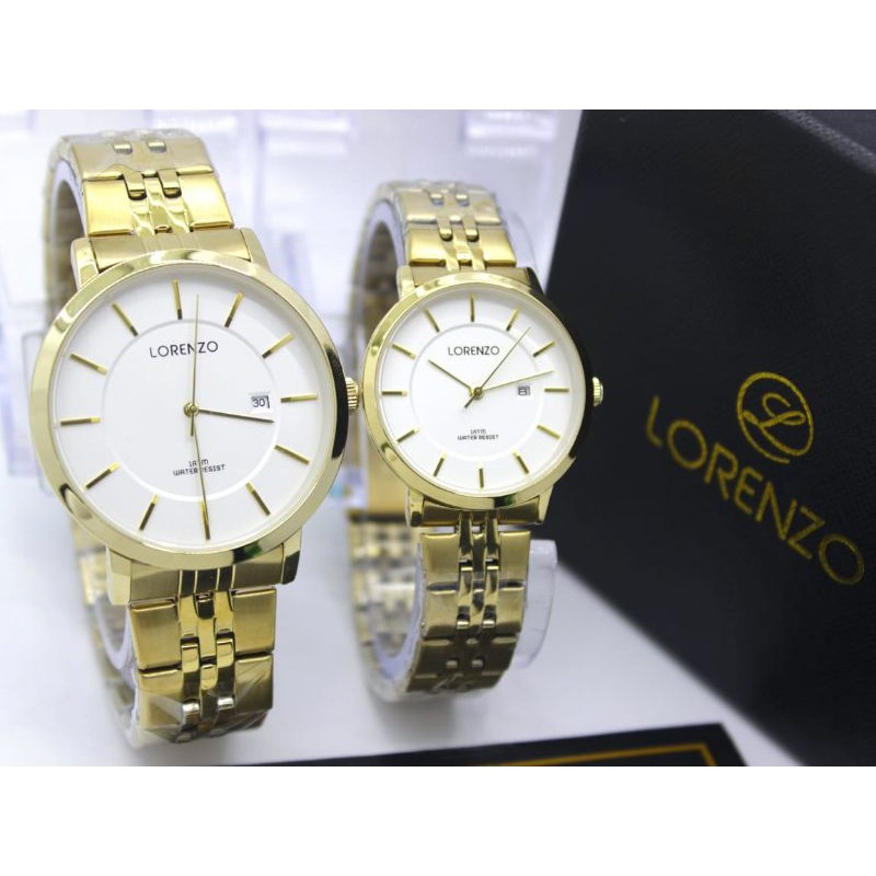 JAM TANGAN COUPLE LORENZO TANGGAL STAINLESS ORIGINAL