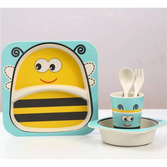 Bamboo Fiber Baby / Kids Tableware Set | Paket Alat Makan Anak Mangkuk Piring Gelas Animal