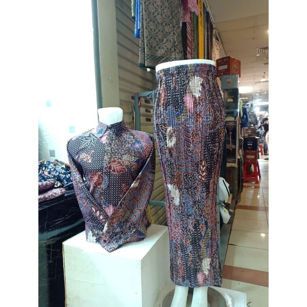 Rok prisket couple kemeja panjang//couple rok batik