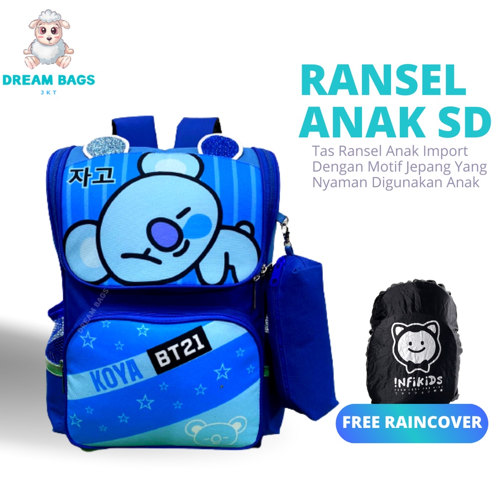 DREAM BAGS Tas Anak SD Karakter BT21 DB-2009 Ransel Anak Import Tas Sekolah