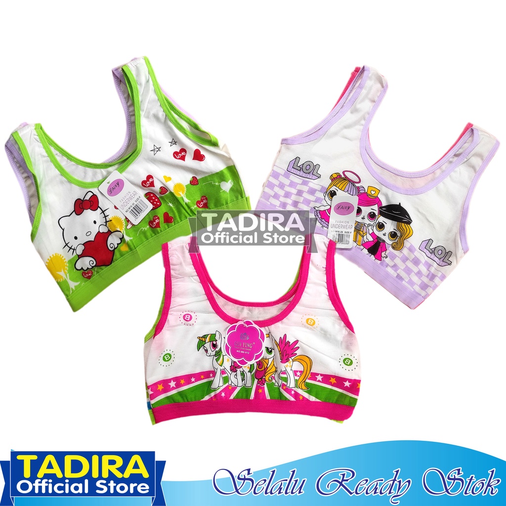 6 Pcs Miniset Katun Putih Anak Remaja Perempuan Motif Gambar Karakter SD SMP TADIRA