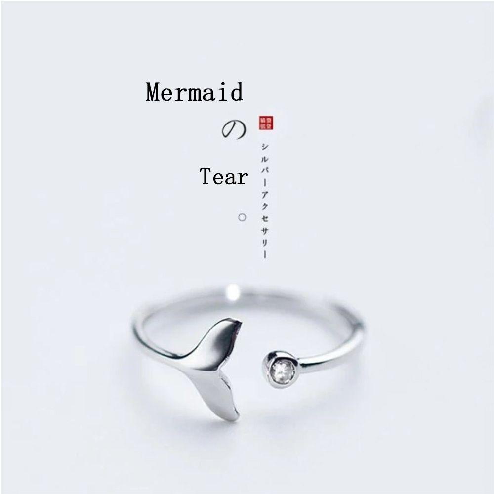 Lily Fishtail Fish Wave Adjustable Aksesoris Perhiasan Ekor Cincin Gelombang Bertatahkan Berlian Ring