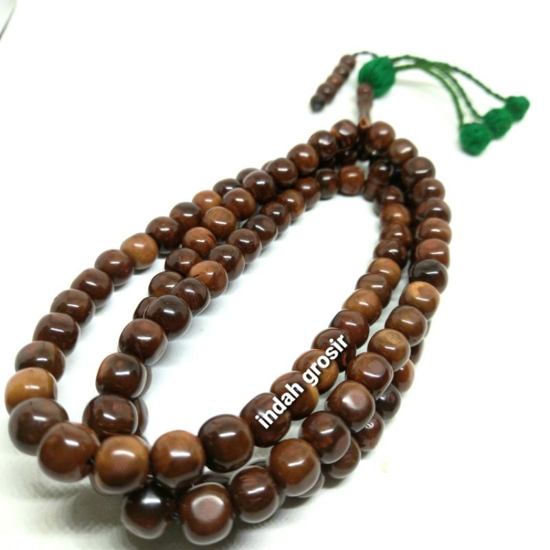 TASBIH KAYU KAUKAH BULAT BANDUL HIJAU 8MM 100BUTIR ORIGINAL