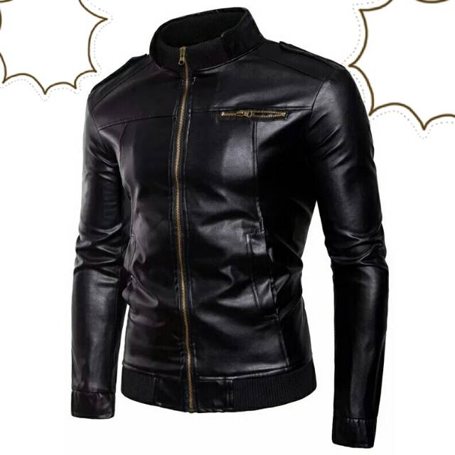 Jaket kulit hitam stylis....rib