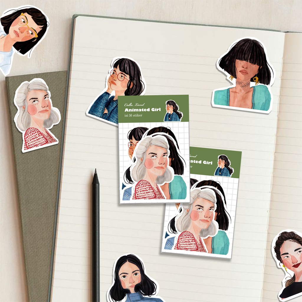 

Calla Land 16Pcs Sticker Pack Bentuk [ANIMATED GIRL] Aesthetic for Bullet Journal Decoration Planer Diary Scrapbook DIY Gift