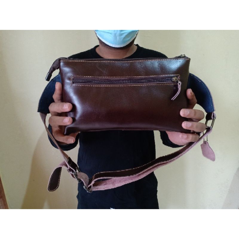 Tas Kulit Waistbag Santacruz Kulit Sapi Asli