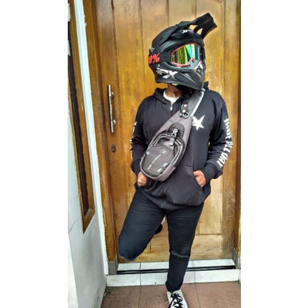 helm fullface JPX cross hitam doft