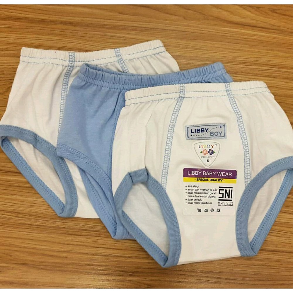 Celana dalam Libby boy 3pcs SNI size SML (warna random)